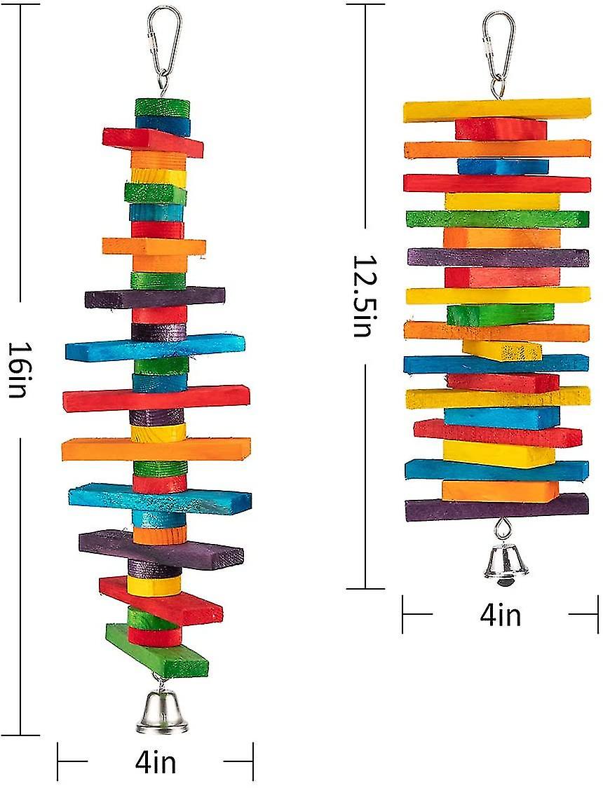 2pcs Bird Parrot Chewing Sticks Toys  Multicolored Natural Wooden Blocks Suggested For Conures， Parakeets， Cockatiels， Lovebirds， African Grey And A V