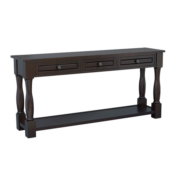 Long Extra-thick Sofa Console Table with Drawers and Shelf