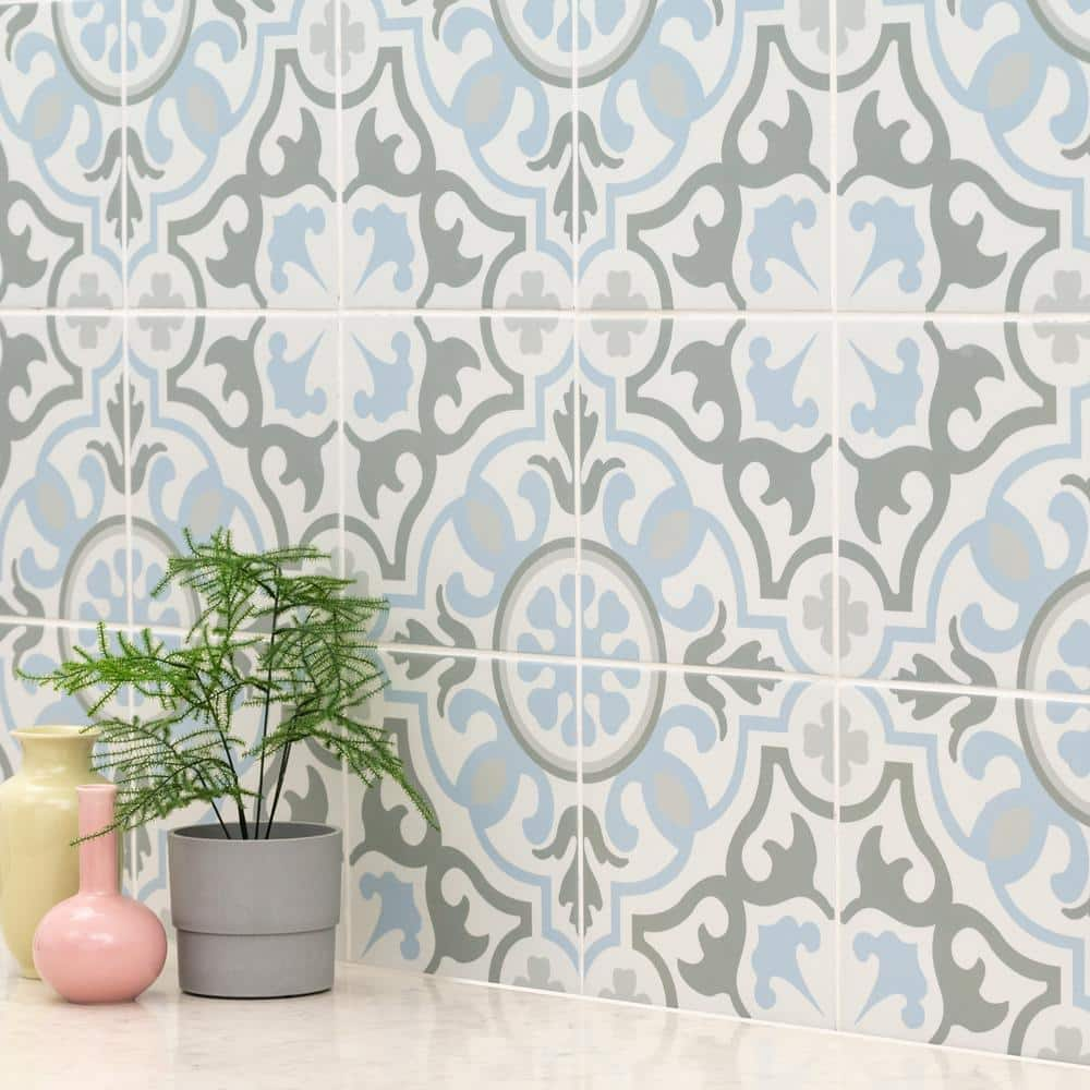 MSI Encaustic Blume 8 in. x 8 in. Matte Porcelain Patterned Look Floor and Wall Tile (5.16 sq. ft.Case) NHDBLU8X8