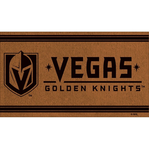 Evergreen Las Vegas Golden Knights Logo Turf Mat Brown 28 X 16 Inches Indoor Outdoor Doormat