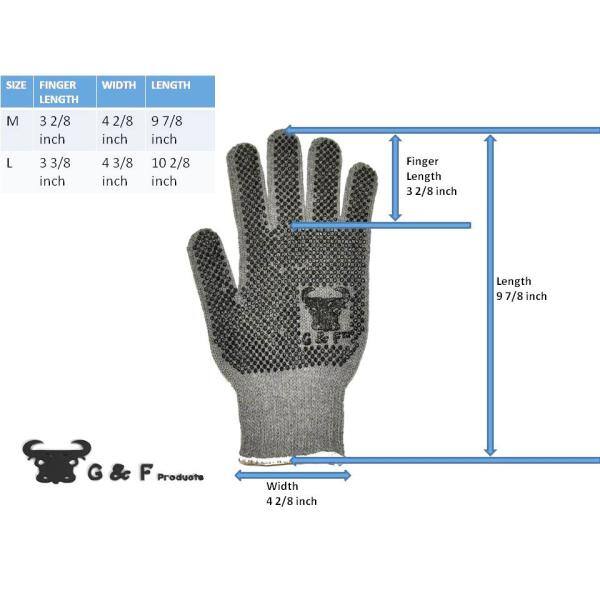 G  F Products 100% Natural Cotton PVC Dots Large Gloves - Dozen 14431L-DZ