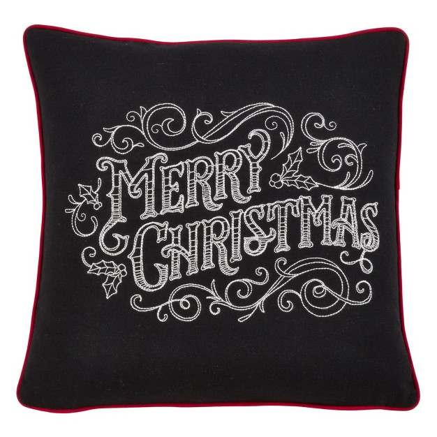 ShopsentralThrow Pillow Cover With Merry Christmas Chalkboard Design 16 quot Black