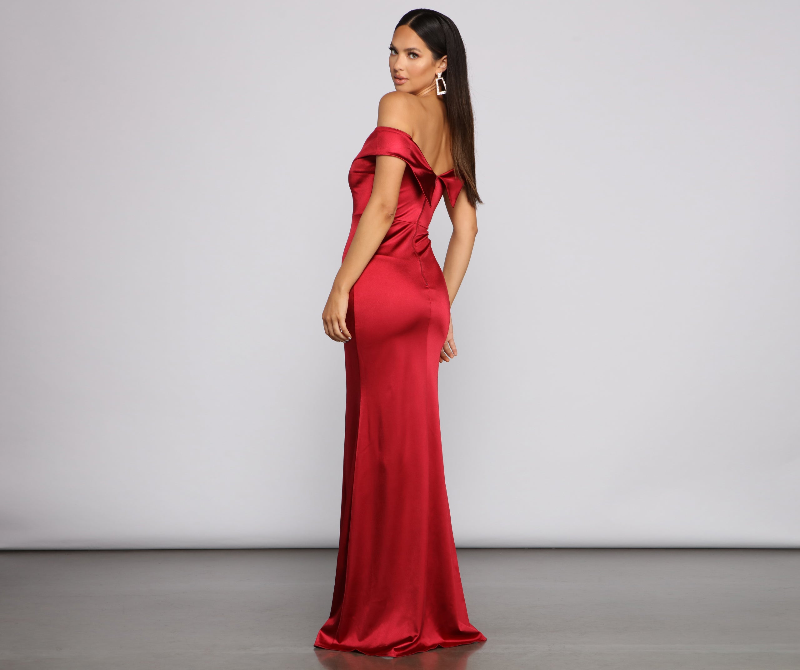 Grecia Formal High Slit Satin Dress