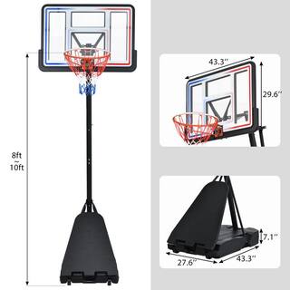 TIRAMISUBEST Portable Basketball Hoop Basketball System with 8 ft. x 10 ft. Height Adjustment and LED Light W540XY57637
