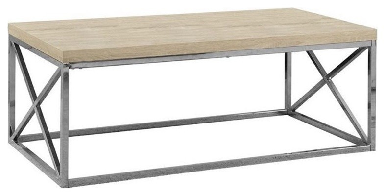 Atlin Designs Coffee Table in Natural and Chrome   Coffee Tables   by Homesquare  Houzz