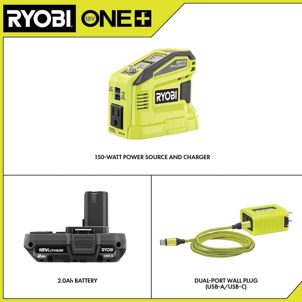 RYOBI 150Watt Push Start Power Source and Charger for ONE 18Volt Battery with 20 Ah Battery