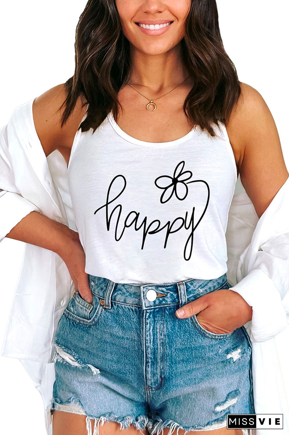 Happy Flower Sleeveless Tank Top