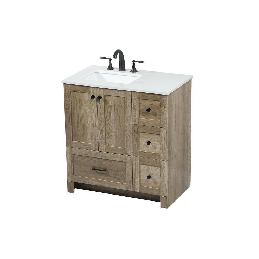 Timeless Home 32 in. W x 19 in. D x 34 in. H Bath Vanity in Natural Oak with Ivory White Quartz Top TH5664NT