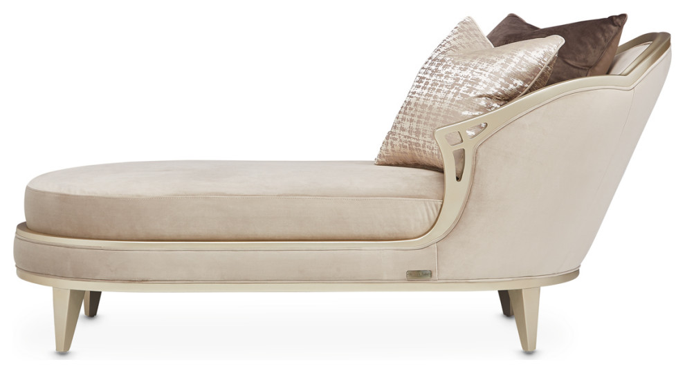 Villa Cherie Velvet Chaise   Porcini/Hazelnut   Contemporary   Indoor Chaise Lounge Chairs   by Michael Amini  Houzz