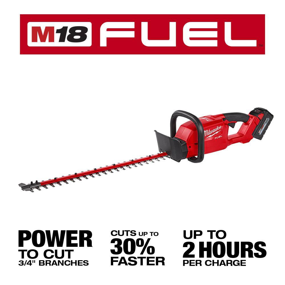 MW M18 FUEL 18V Lithium-Ion Brushless Cordless Hedge Trimmer with M18 6-Port Sequential Battery Charger 2726-20-48-59-1806