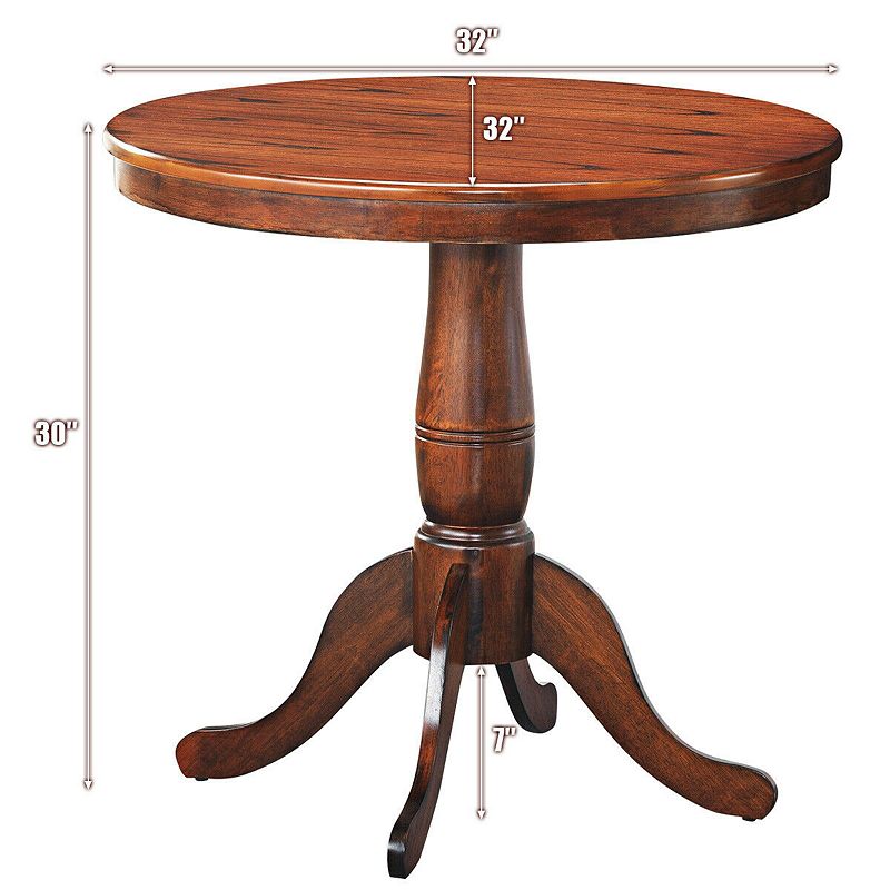 32 Inch Wooden Round Pub Pedestal Side Table