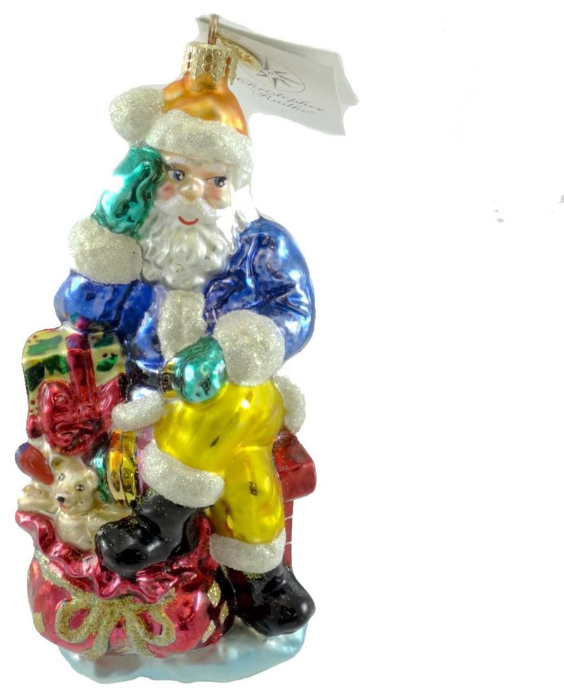 Christopher Radko GATHERING GIFT IDEAS Glass Ornament Santa Chimney   Contemporary   Christmas Ornaments   by Story Book Kids Inc  Houzz