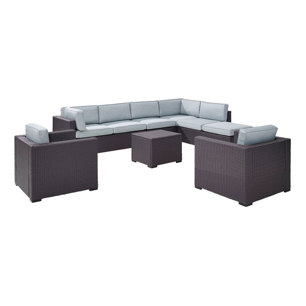 Biscayne 7pc Outdoor Wicker Sectional Set Mist Crosley