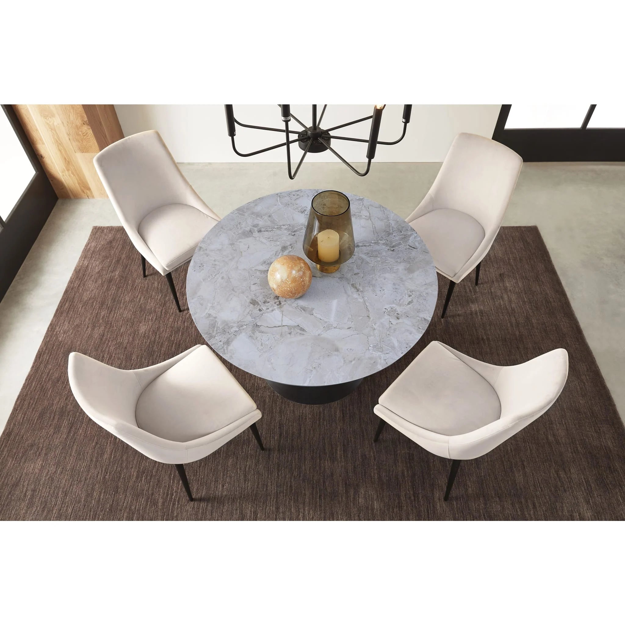 Bellport Grey 5-Pc Dining Set Round 47