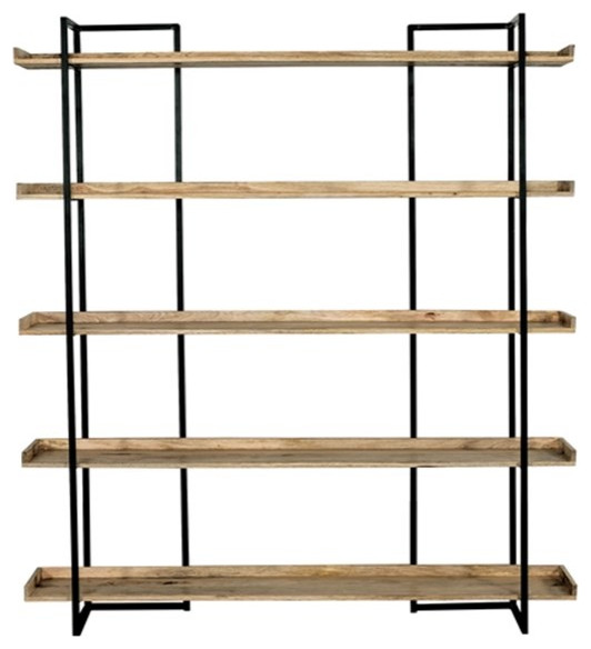 Primo International Wilde 5 Tier Modern Wood and Metal Bookshelf in Brown   Industrial   Bookcases   by Homesquare  Houzz