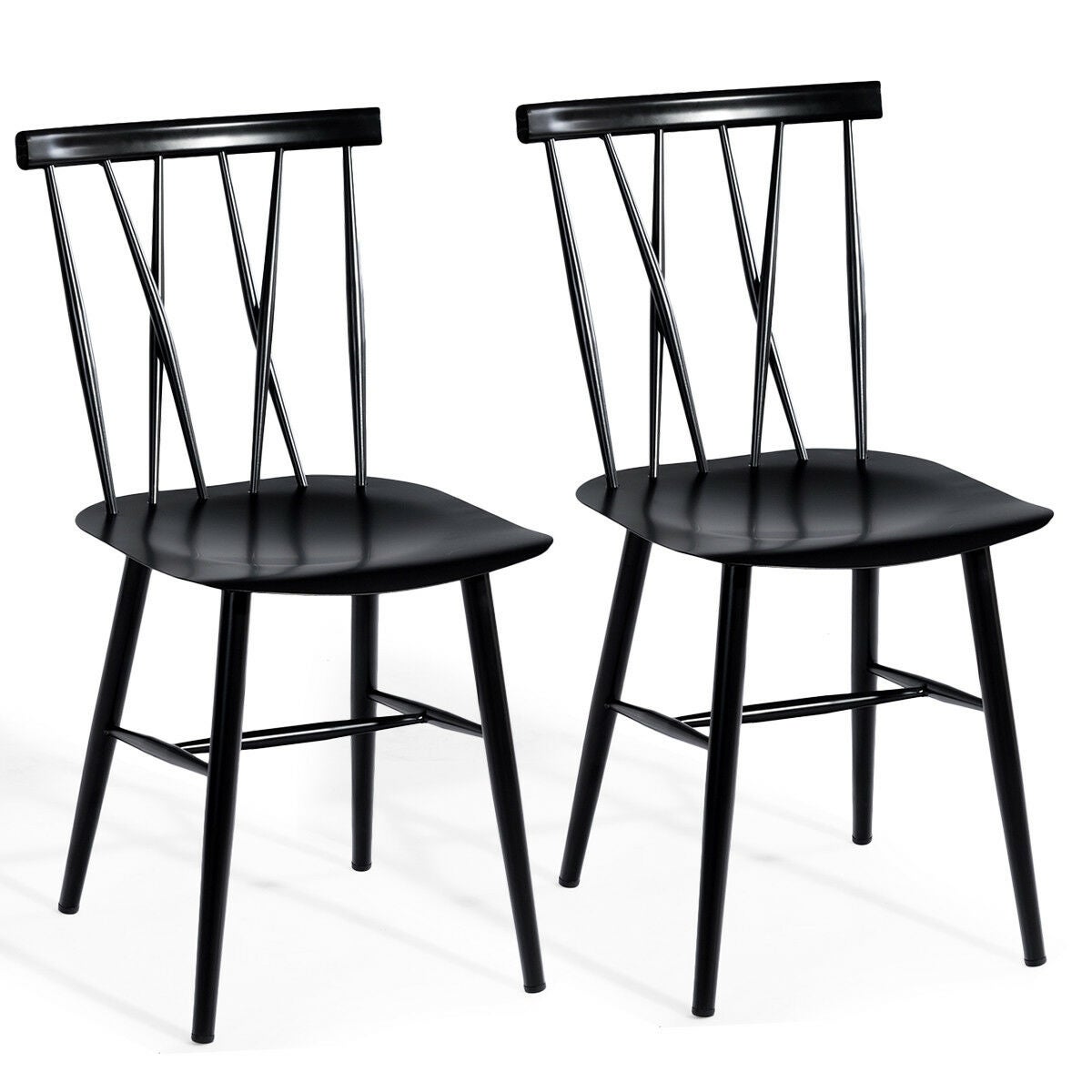 Costway Set of 2 Dining Side Chairs Chairs Armless Cross Back Kitchen - See Details