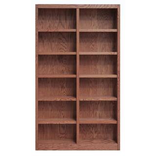 Concepts In Wood 84 in. Dry Oak Wood 12-shelf Standard Bookcase with Adjustable Shelves MI4884-D