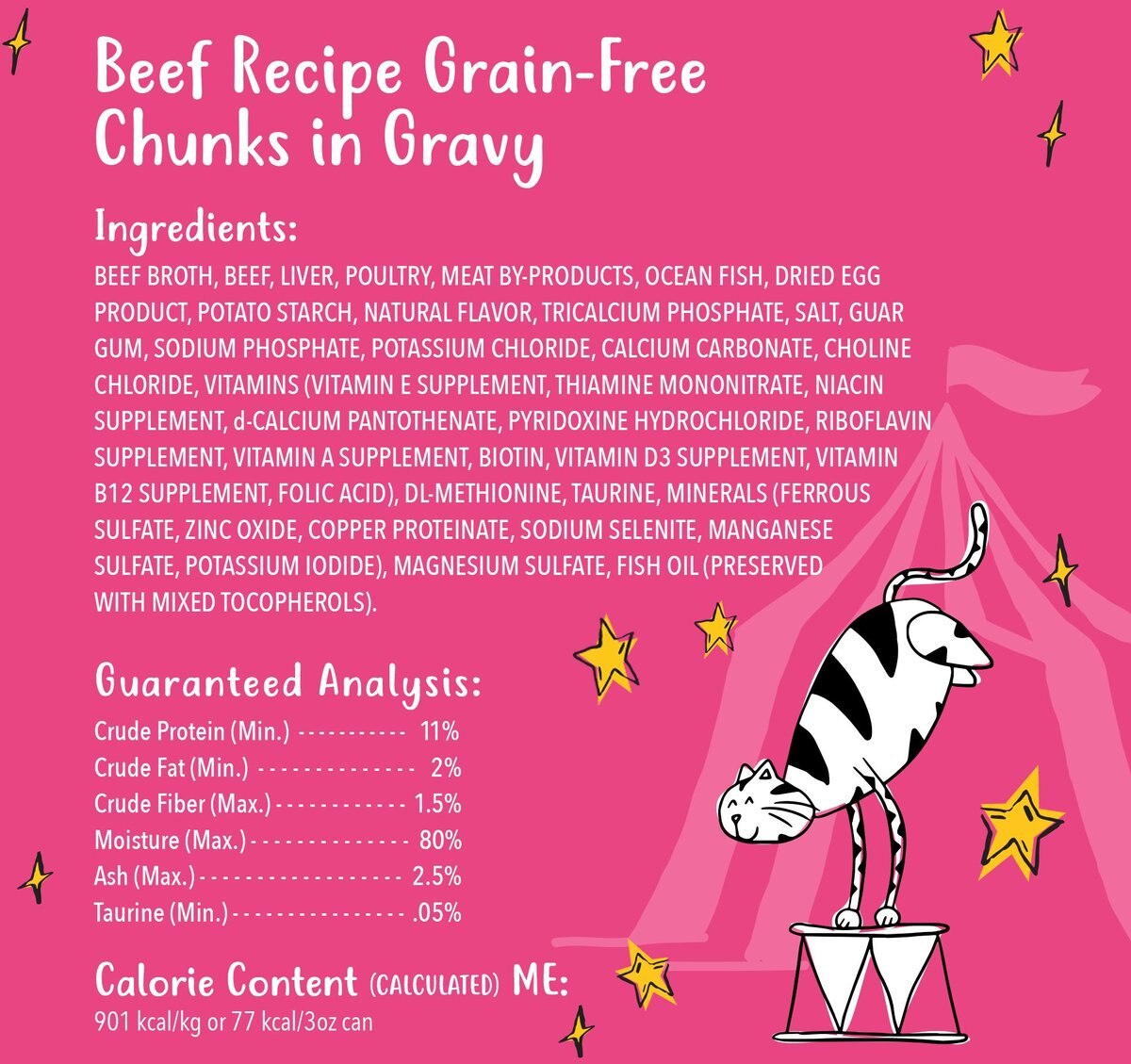 Tiny Tiger Chunks in Gravy Beef Recipe Grain-Free Canned Cat Food