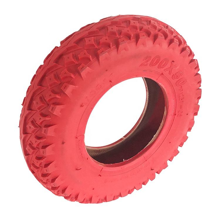 Heavy Duty Red Rubber Tires 200x50 Offroad 8 Inch Tyre with Wear Resistant Non slip Pneumatic Tires for Electric Mountainboard