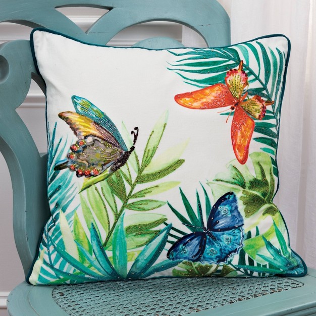 Oversize Tropical Butterflies Poly Filled Square Throw Pillow Rizzy Home