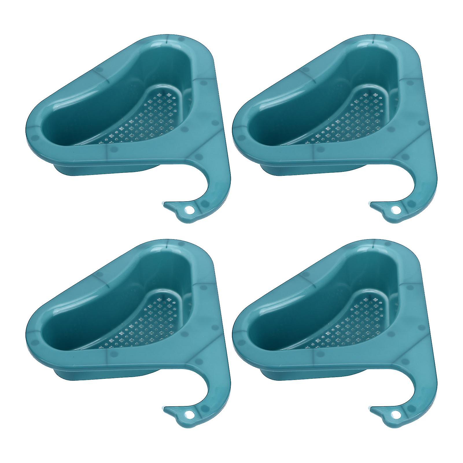 4pcs Drain Basket Multifunctional Triangular Sink Strainer Basket for Soap Toothbrush Sponge FruitLight Blue