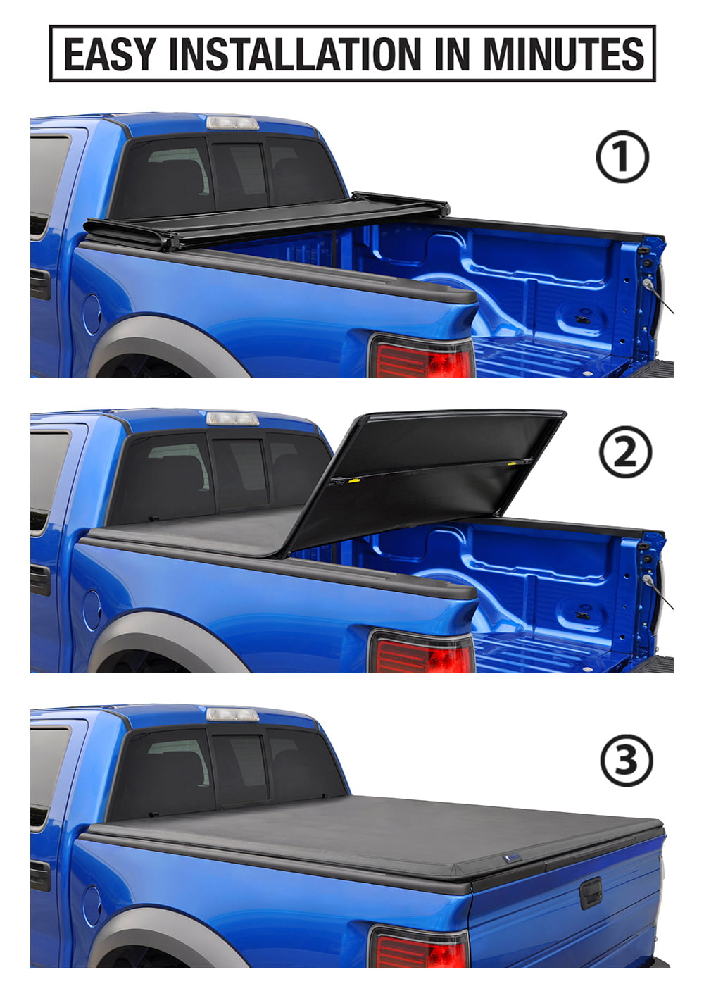 Tyger Auto T3 Soft Tri-fold Truck Bed Tonneau Cover Compatible with 1988-2006 Chevy Silverado / GMC Sierra 1500 2500 HD 3500 HD; 2007 Classic | Fleetside 8' Bed | TG-BC3C1010 | Vinyl