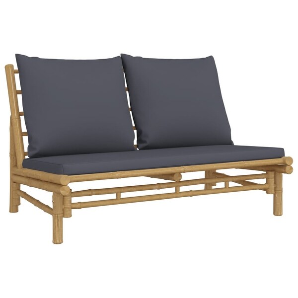 vidaXL Patio Bench with Cream White Cushions Bamboo