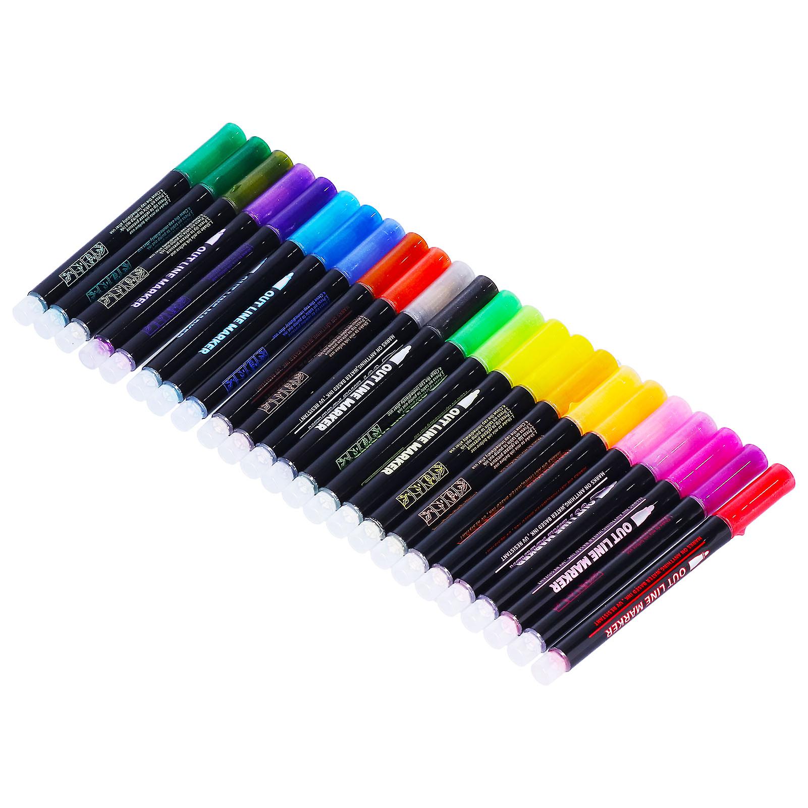 24pcs Highlighters Waterproof Fluency Ink Multipurpose Lightweight Portable Outline Pens