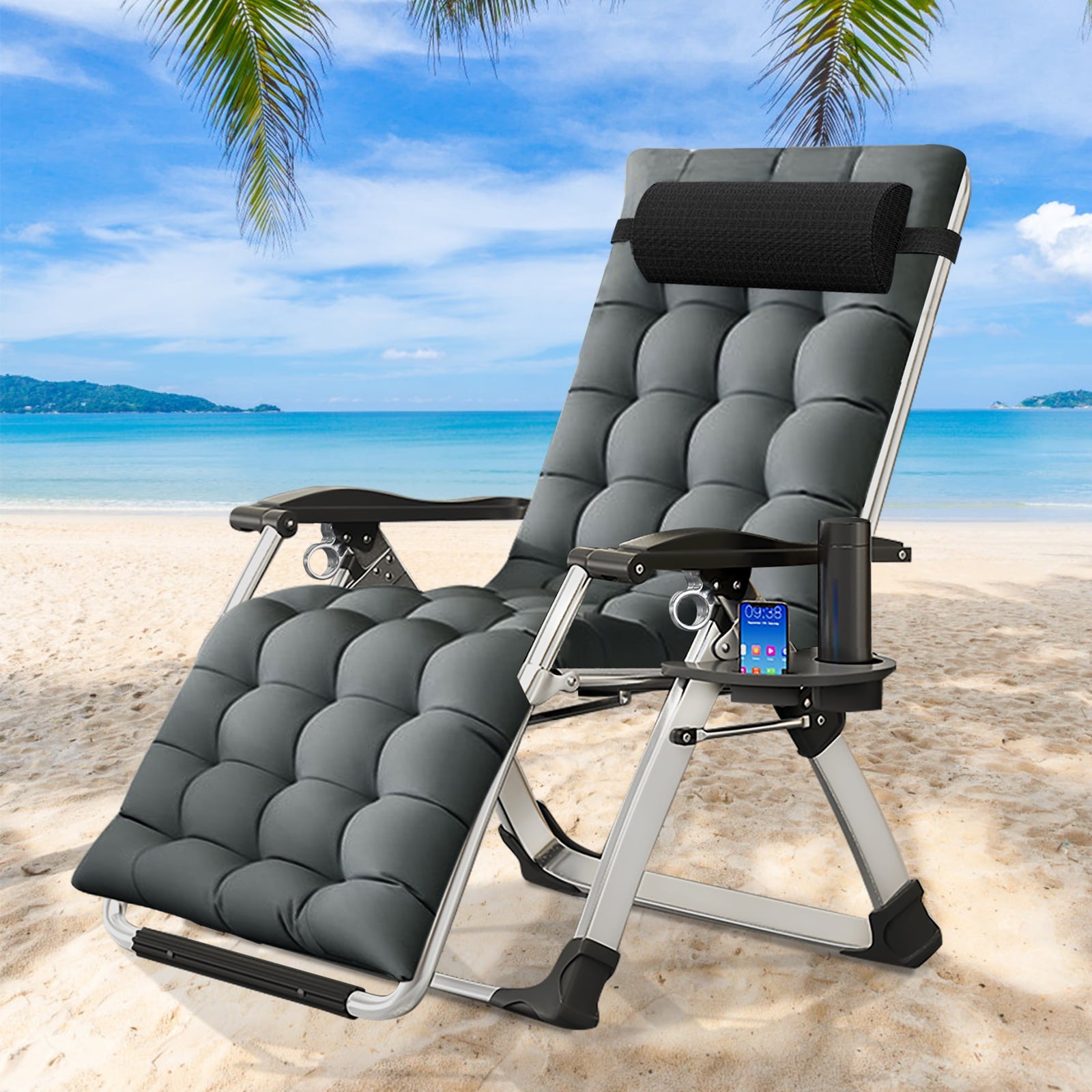 Zero Gravity Chair Camp Reclining Lounge Chairs Outdoor Lounge Patio Chair with Adjustable Pillow