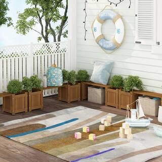 Furinno Tioman Meranti Hardwood Mini Planter Box with Seater FG20464