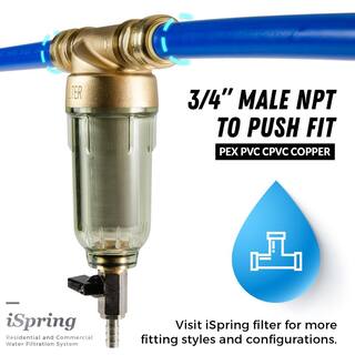 ISPRING WSP-50SL Reusable Spin Down Sediment Filter with Siliphos and Push-Fit Plumbing Fittings 20 GPM 1 in. MNPT 34 in. FNPT WSP-50SL+ACX2