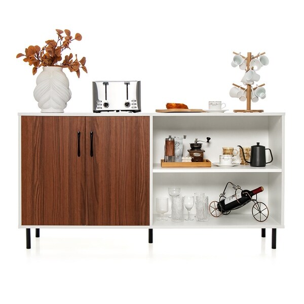 Gymax Modern Buffet Sideboard Kitchen Storage Cabinet w/ 2 Doors and