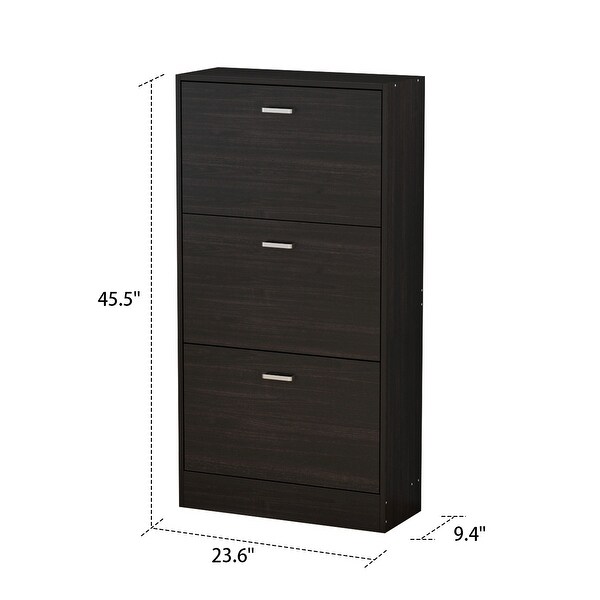 23.6W Trendy Shoe Storage Cabinet with 3 Large Fold-Out Drawers - - 35444450