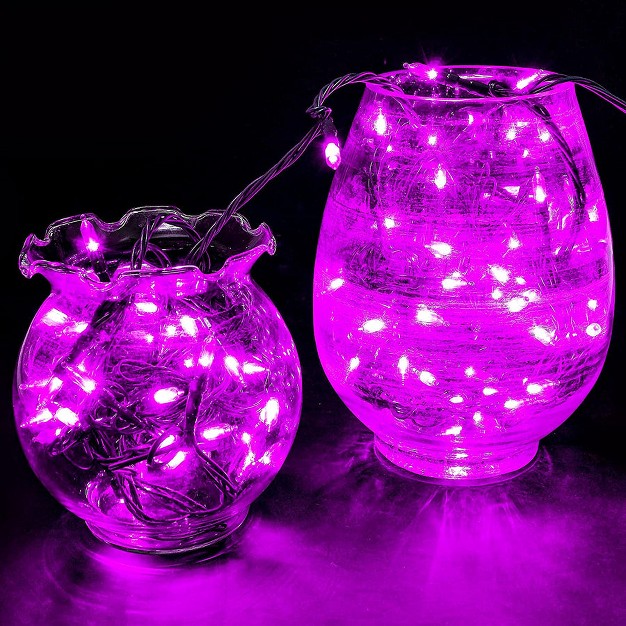 100 Purple Led Green Wire String Lights 8 Modes t5