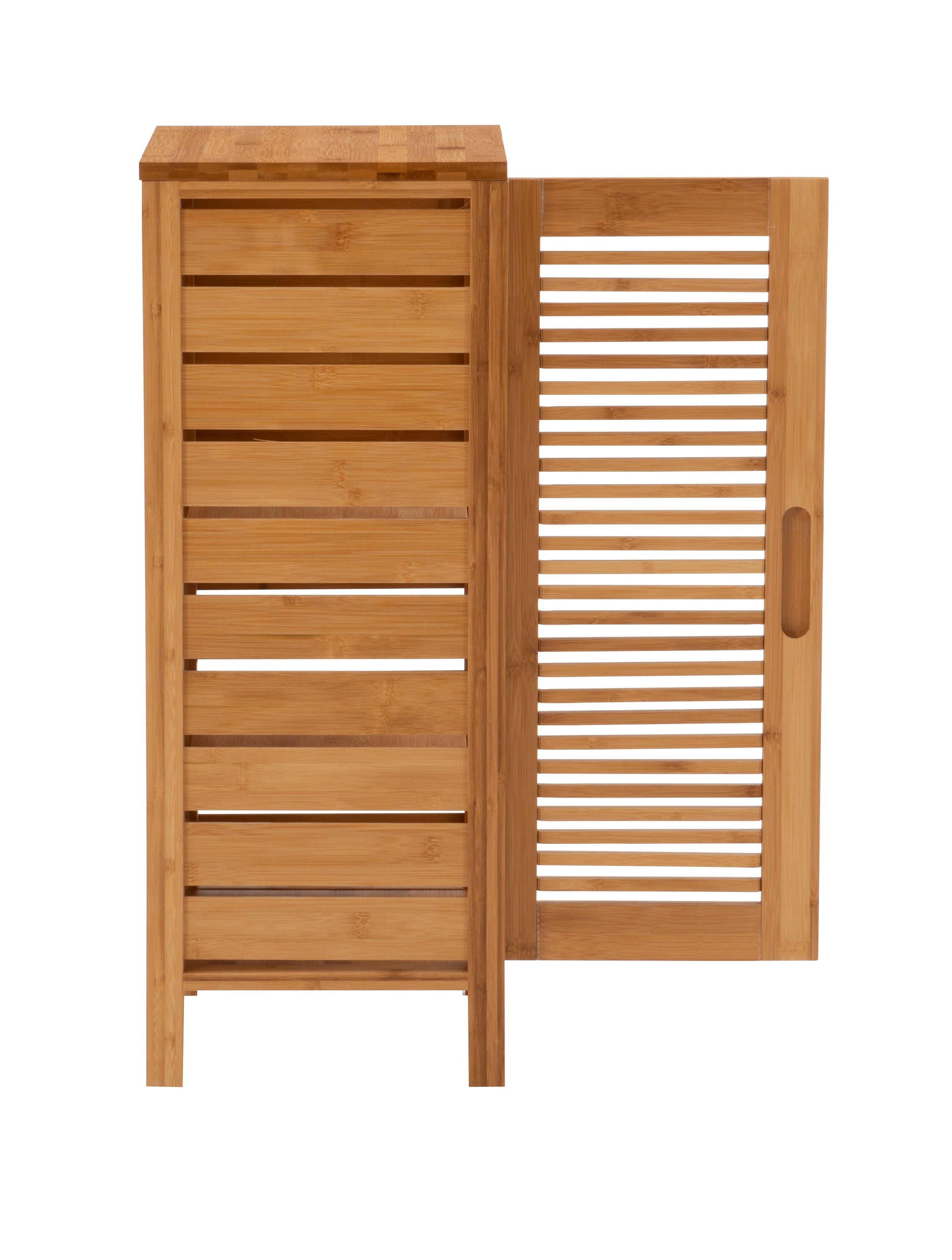 Linon Harding 3-Shelf Single Door Floor Cabinet, Natural Bamboo Finish