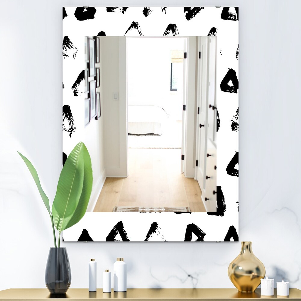 Designart 'Black   White 8' Modern Mirror   Contemporary Printed Wall Mirror