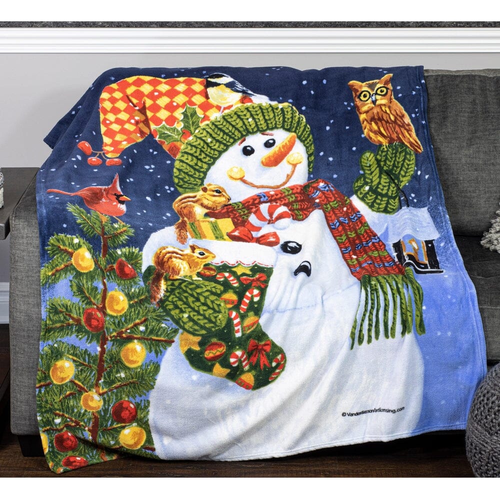 Snowman and Friends Super Soft Plush Fleece Throw Blanket