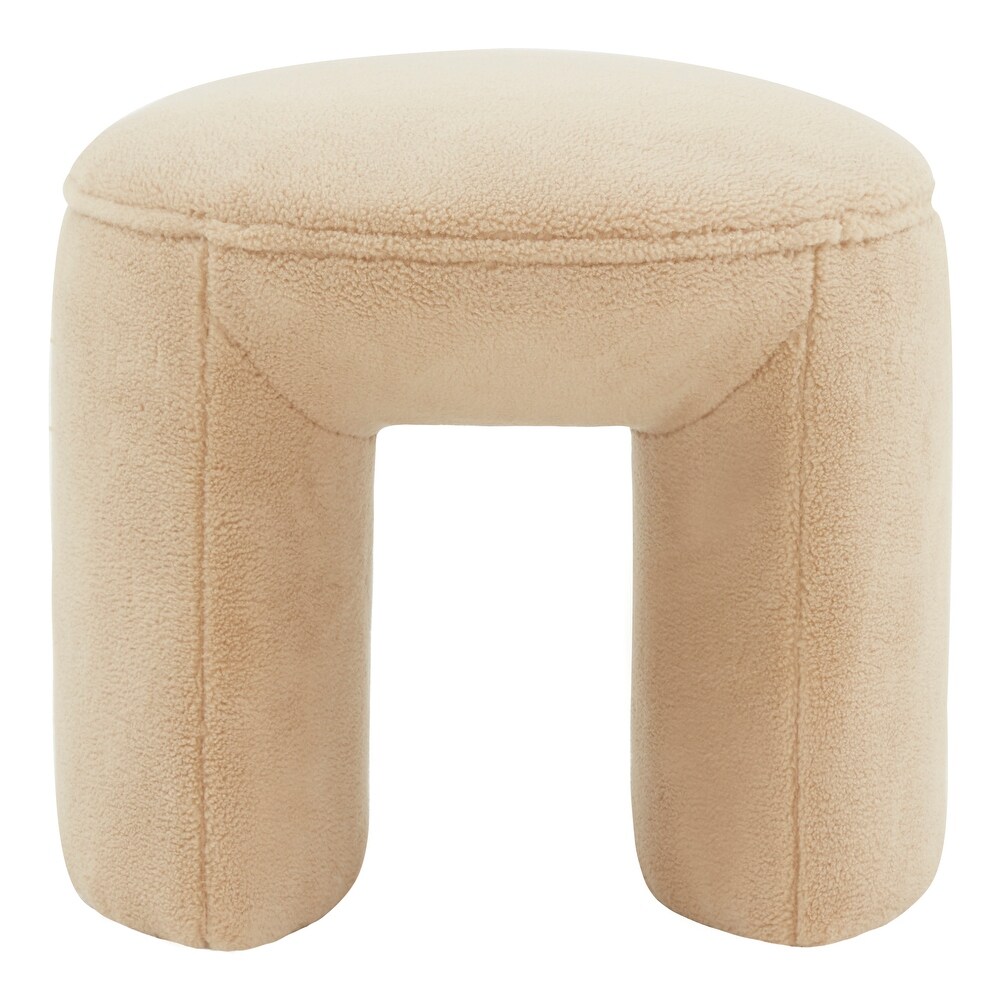 SAFAVIEH Couture Vivie Contemporary Faux Shearling Stool Ottoman