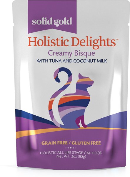 Solid Gold Holistic Delights Creamy Bisque with Tuna and Coconut Milk Grain-Free Cat Food Pouches