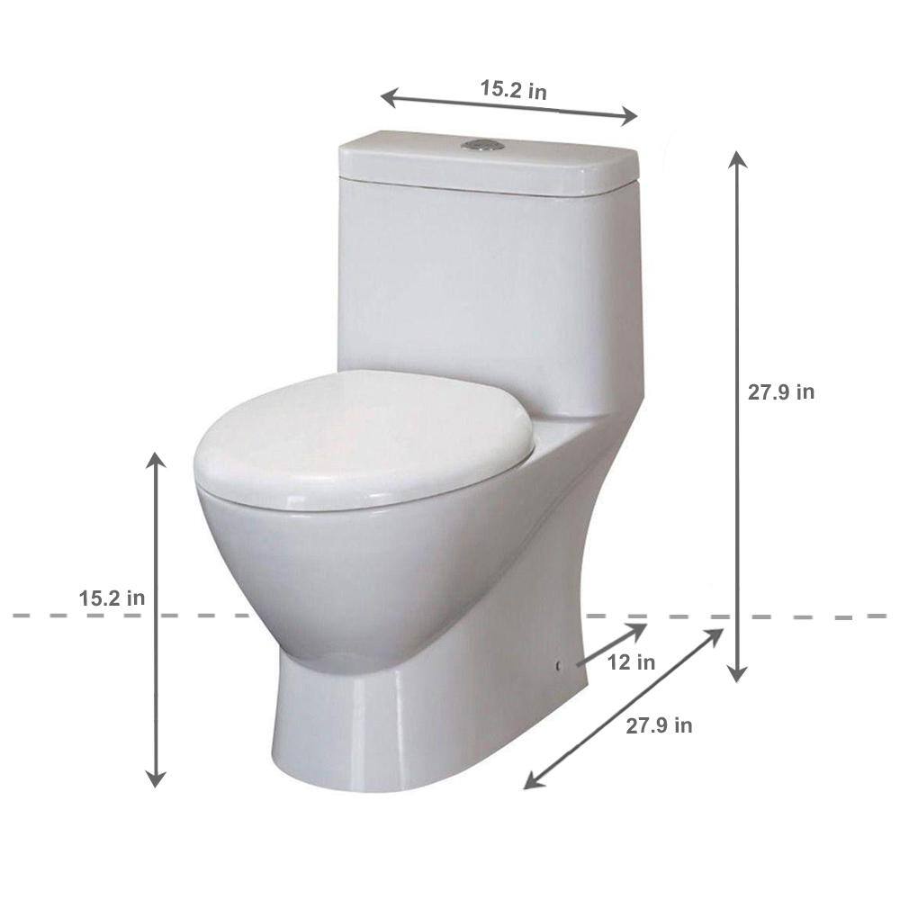 Fresca Serena 1-piece 0.8  1.6 GPF Dual Flush Elongated Toilet in White FTL2346