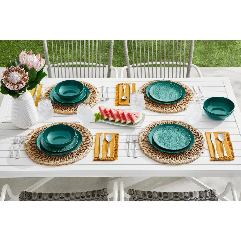 StyleWell Taryn Melamine Dinner Plate in Gloss Malachite Green (Set of 6) AA2181MAL