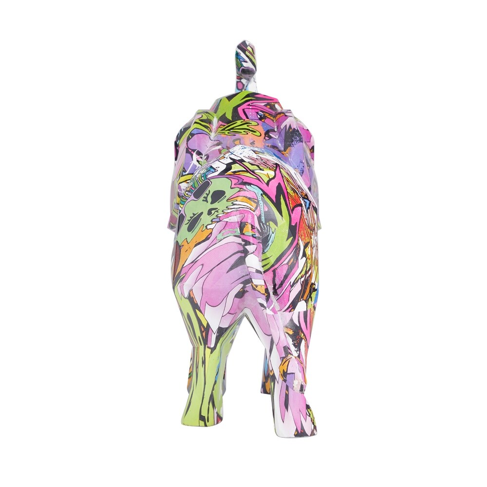 The Novogratz Multi Colored Polystone Graffiti Elephant Sculpture