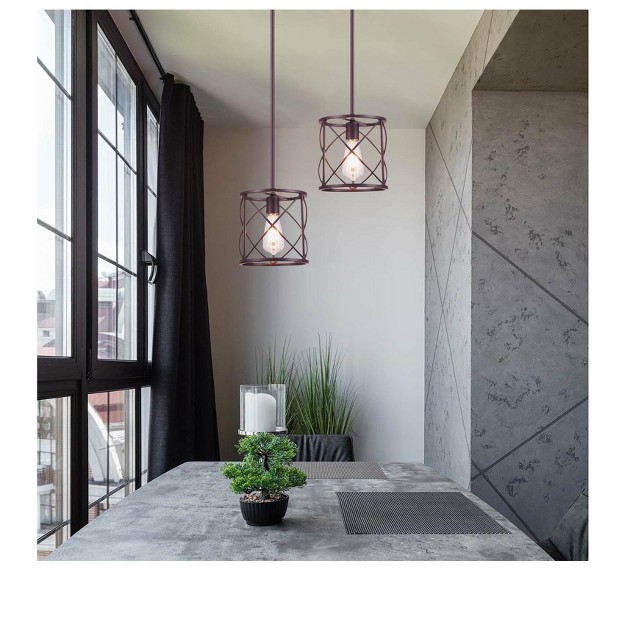 Defong 1 light Bronze Industrial Pendant Light With Adjustable Hanging Rod