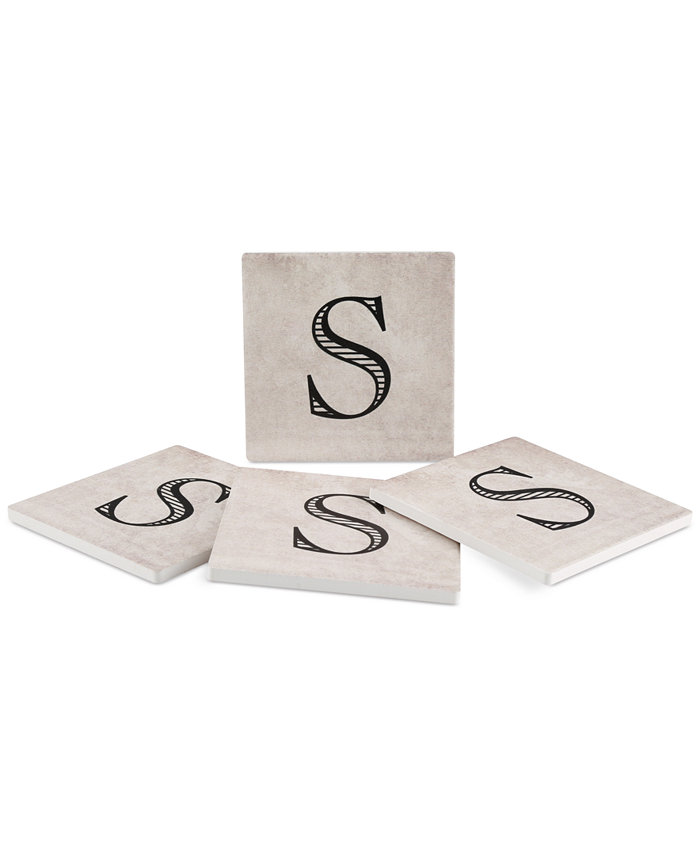 Thirstystone Vintage Monogram 4-Pc. Coaster Set