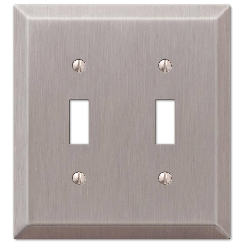 AMERELLE Metallic 2 Gang Toggle Steel Wall Plate - Brushed Nickel 163TTBN