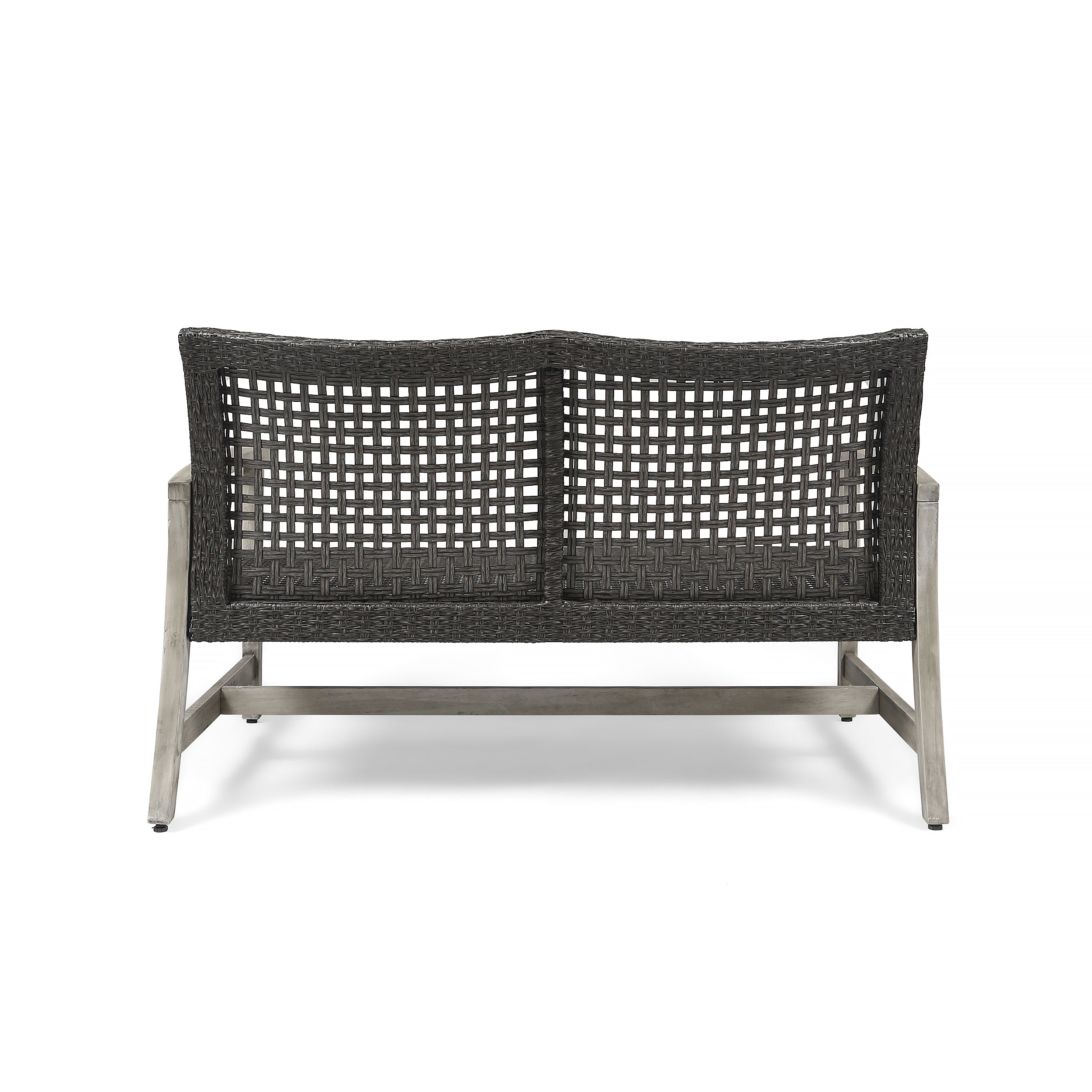 Marcia Outdoor Wood and Wicker Loveseat