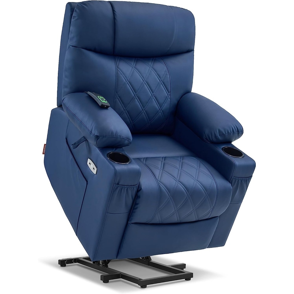 MCombo Lift Recliner Chair with Massage and Dual Heat  Adjustable Headrest  Faux Leather 7111