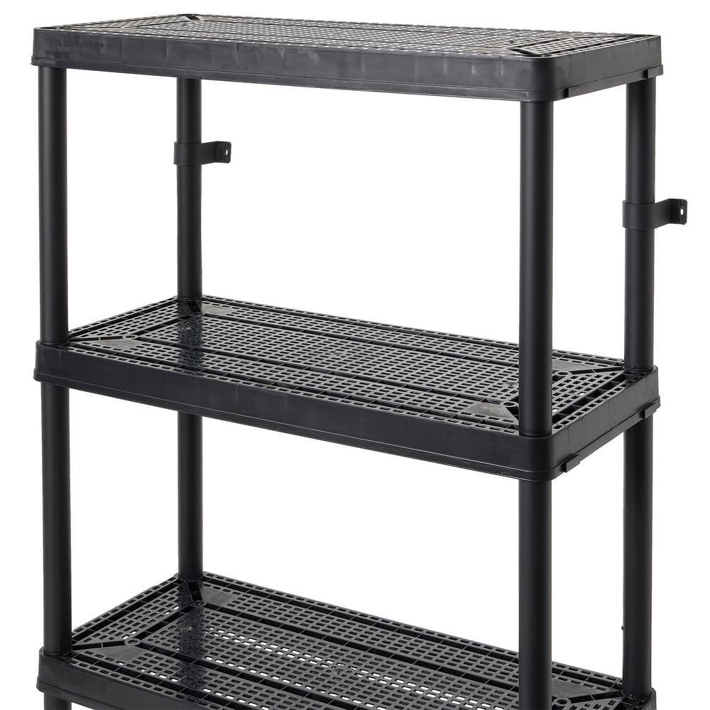 GRACIOUS LIVING Black 4-Tier Fixed Height Ventilated Shelving Unit (4-Pack) (32 in. W x 54.5 in. H x 14 in. D) 4 x GL91021MAXIT-1C-36