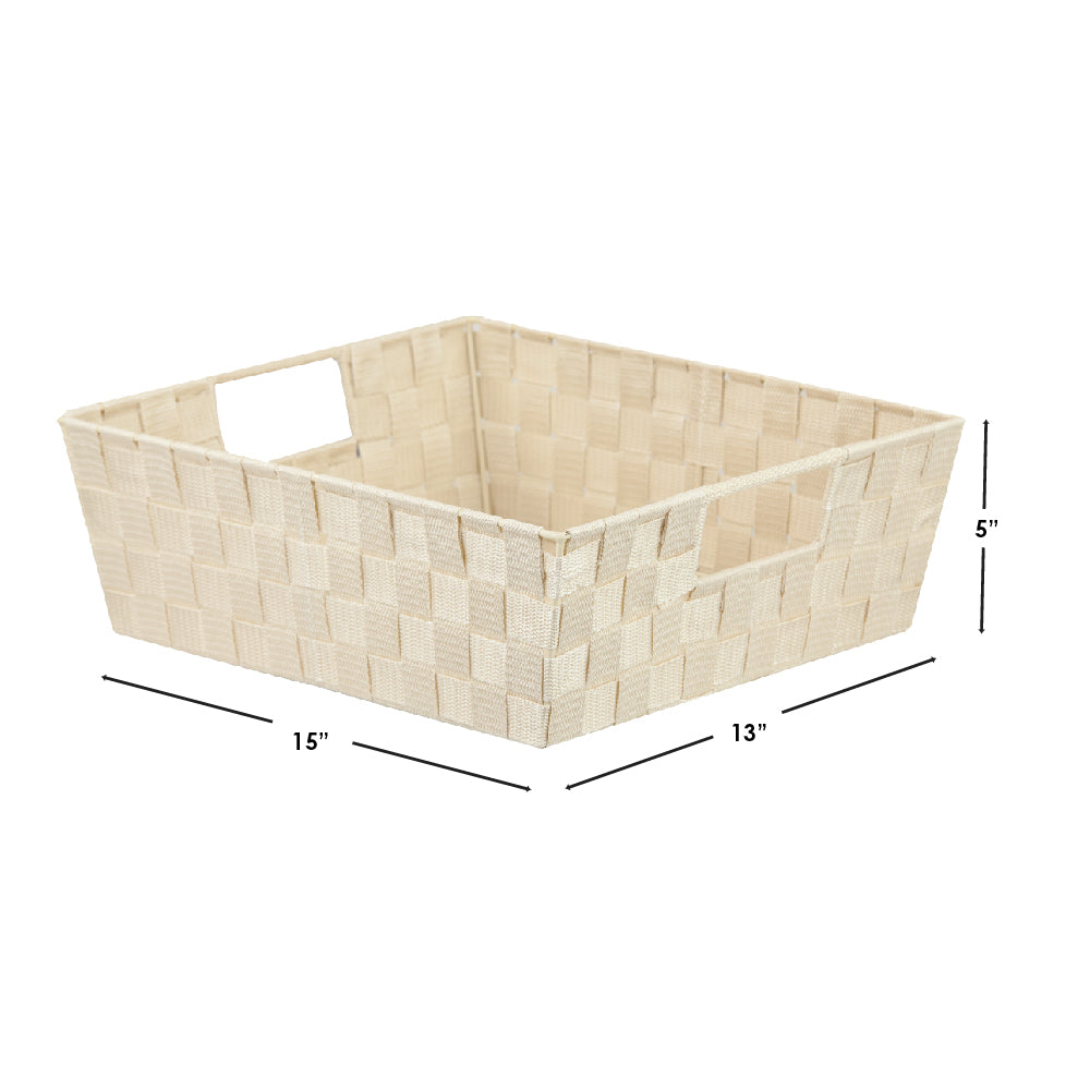 HDS Trading Non-Woven Strap Bin, Ivory, Large