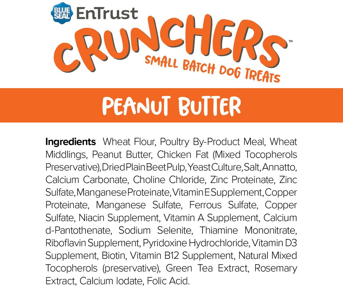 Blue Seal EnTrust Crunchers Peanut Butter Crunchy Dog Treats， Small， 3.5-lb bag